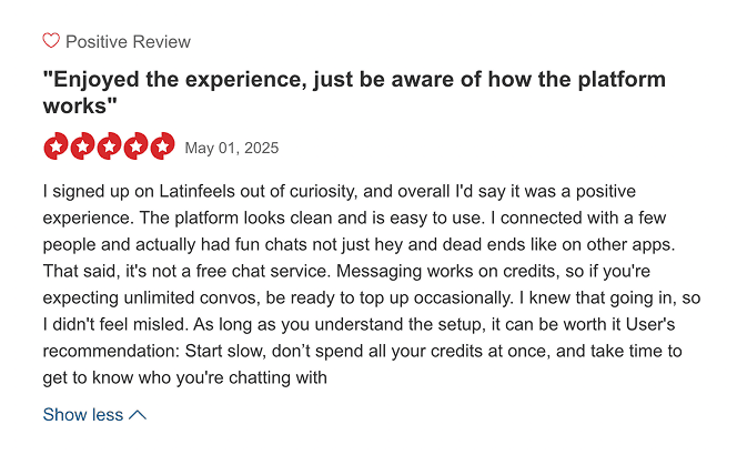 Is LatinFeels real? Positive LatinFeels review on Pissed Consumer